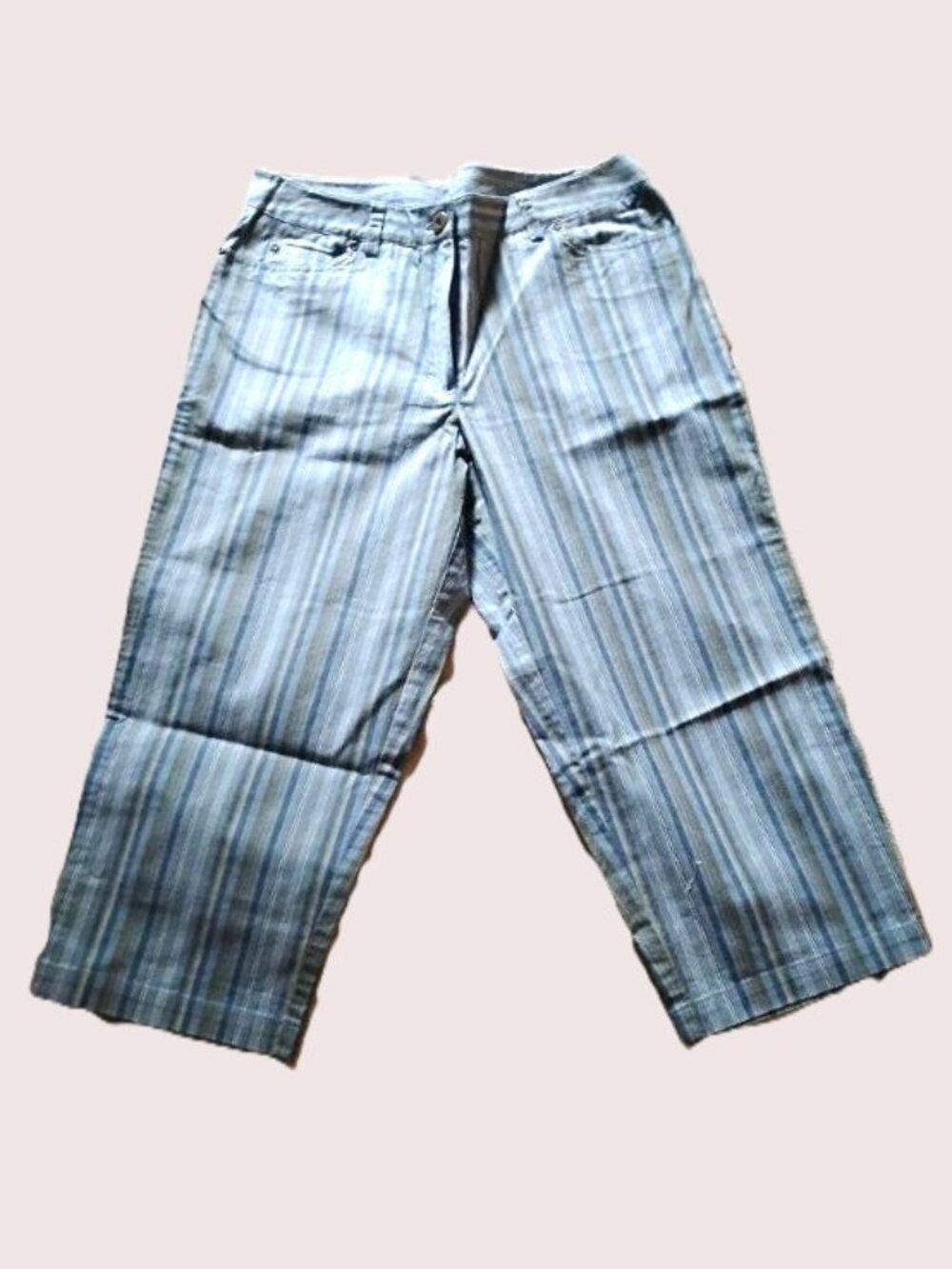 Preswick & Moore ~ capri pants ~ size 12 ~ blue / green stripe